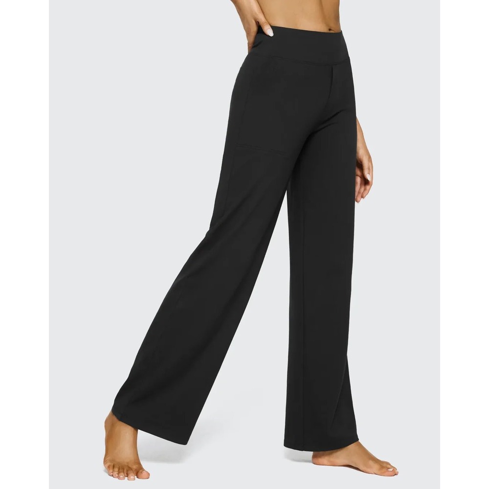 NWT G4free Black Wide‎ Leg Pants Elastic Waist Crop Leg Activewear Size L 12